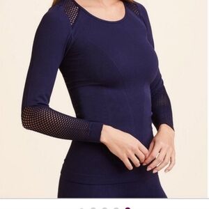 Alala Solidcore Womens Size Small Essential Navy Mesh Long Sleeve Fitted Top NWT